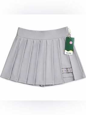 Halara Breezeful High Waisted Pleated Skort Adjustable Buckle Pocket Gray NWT